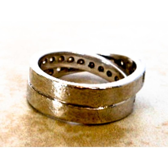 Vintage Sterling Silver Twist Eternity CZ Band Ring , Size 7 - Picture 4 of 9